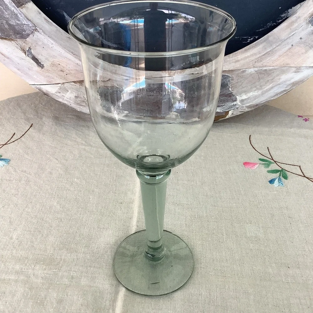 Vintage La Mediterranea Verde Water Wine Handblown Large Glass Sea Green Tint